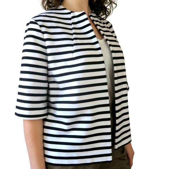 Chico’s Black & White Striped Ponte Jacket Size 1 (Fits Women’s 8) - Picture 2 of 11
